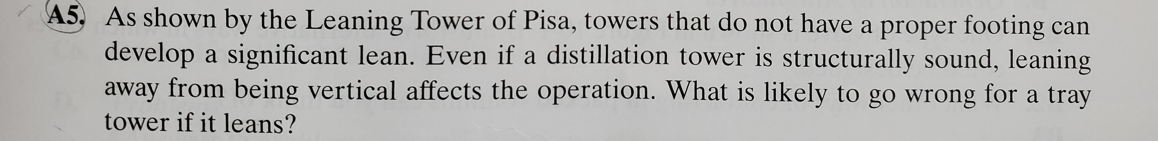 Solved A5, As shown by the Leaning Tower of Pisa, towers | Chegg.com