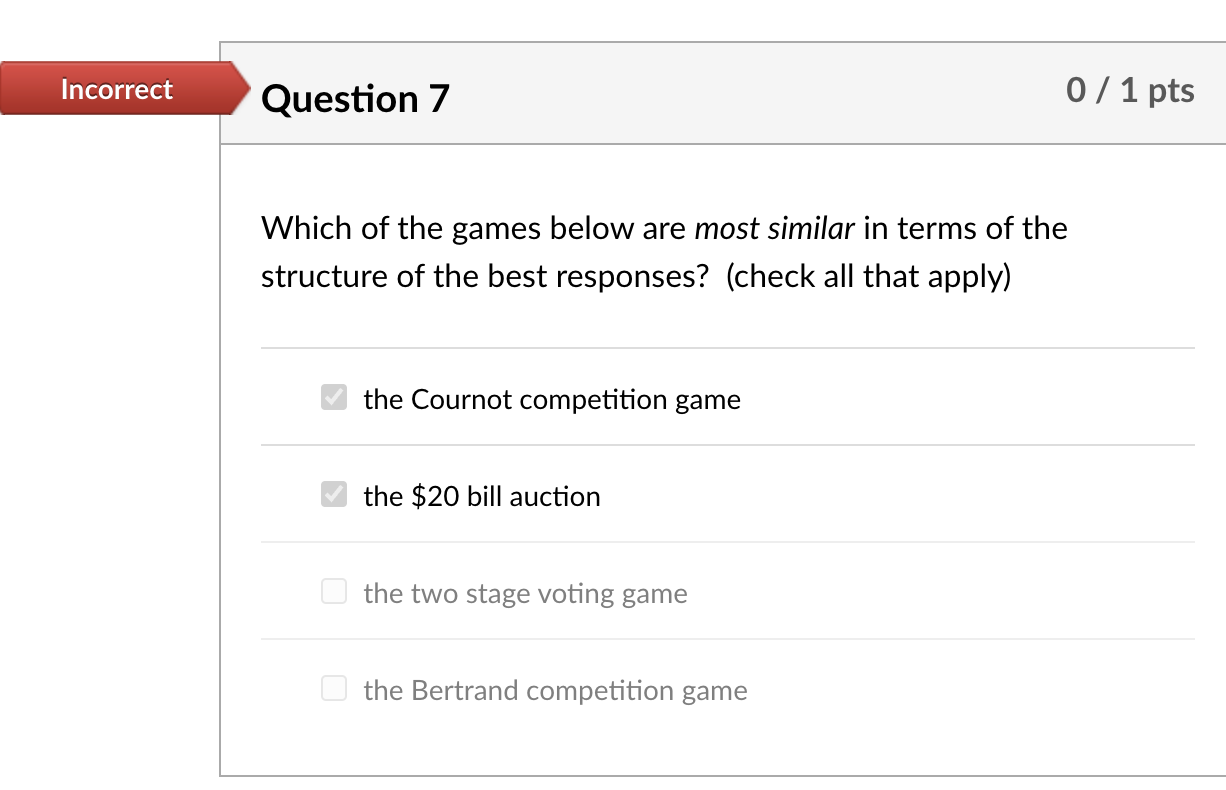 Solved Incorrect Question 10 0 / 1 pts Which of the games | Chegg.com