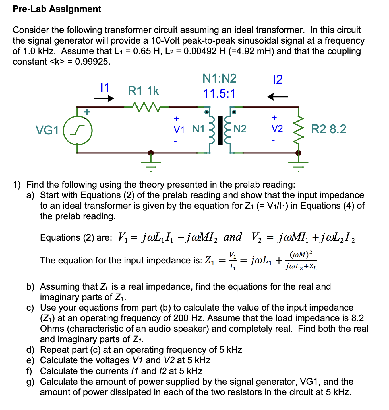Solved Consider the following transformer circuit assuming