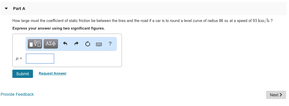 Solved Part A How large must the coefficient of static | Chegg.com