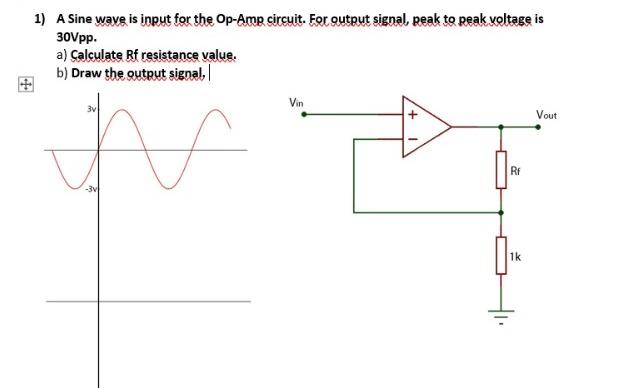 1) A Sine wave is input for the Op-Amp circuit. For | Chegg.com
