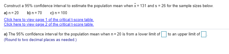 Solved Construct a 95% confidence interval to estimate the | Chegg.com