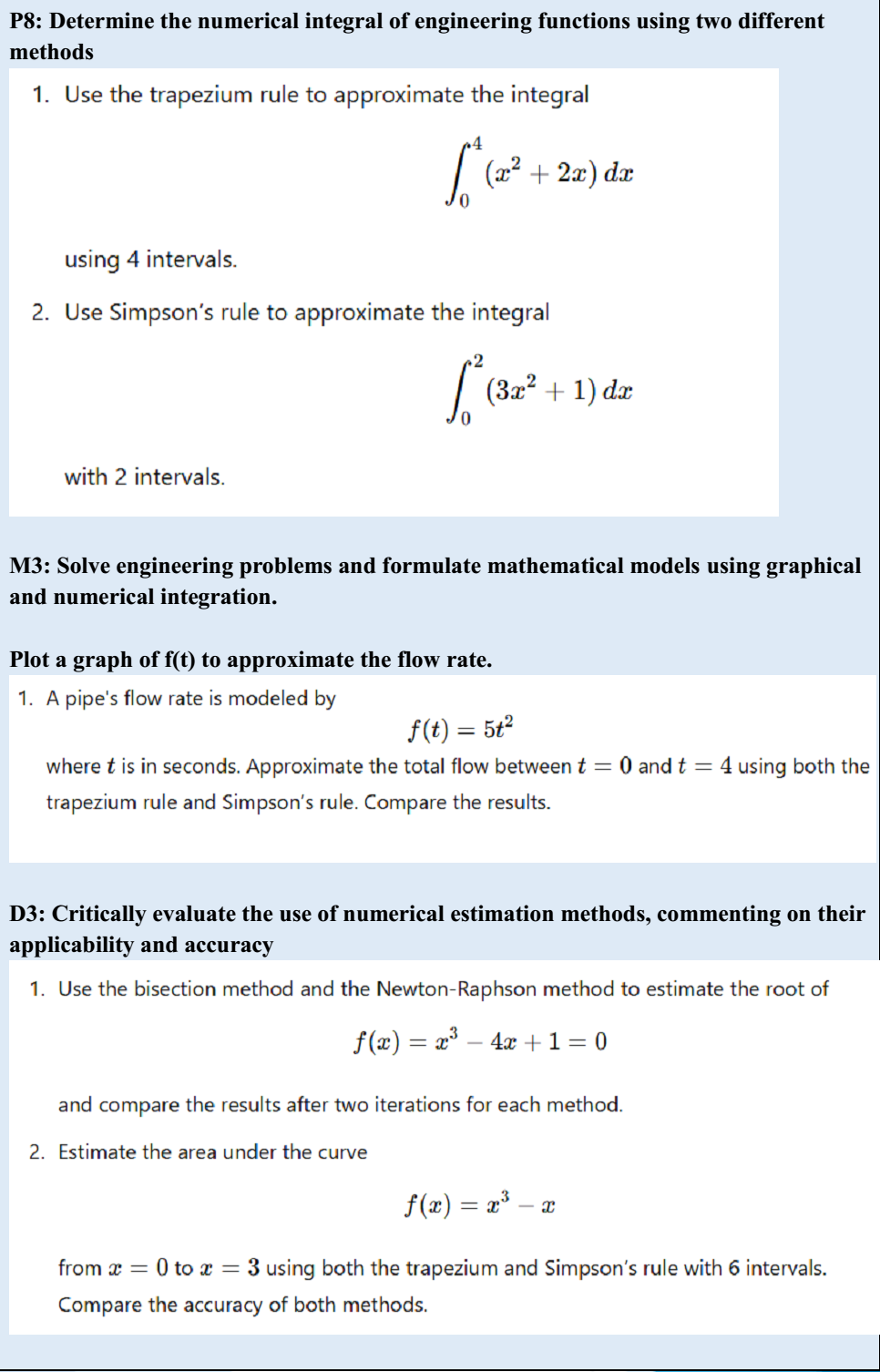 Solved P8: Determine the numerical integral of ﻿engineering | Chegg.com