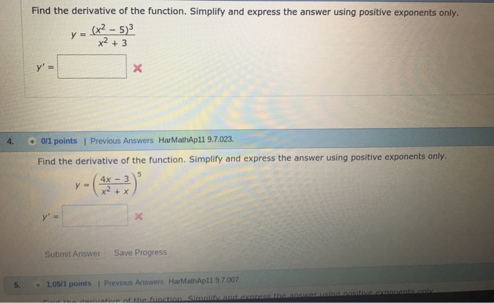 Solved Find the derivative of the function. Simplify and | Chegg.com