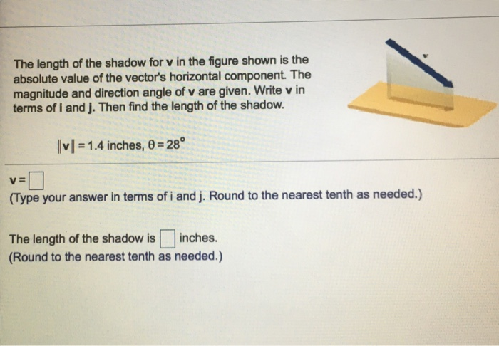 Solved The length of the shadow for v in the figure shown is | Chegg.com