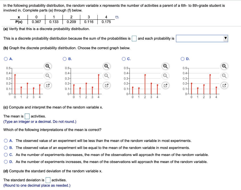 Solved In the following probability distribution, the random | Chegg.com