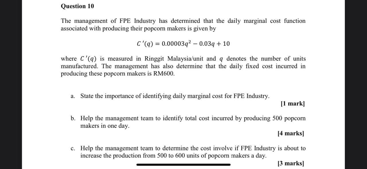 Solved Question 10 The management of FPE Industry has | Chegg.com