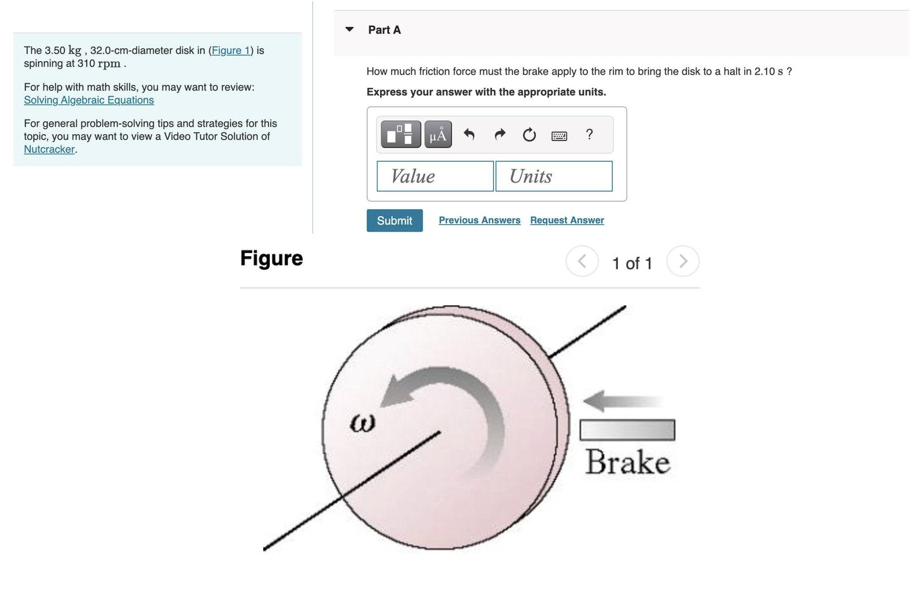 Solved Part AThe 3.50kg,32.0cmdiameter disk in (Figure 1)