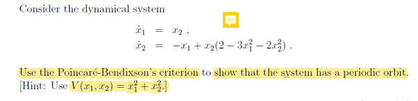 Solved Consider the dynamical system 1 *2 = -x1 + x2(2 – 3a | Chegg.com