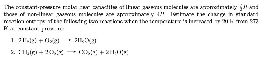 Solved The constant-pressure molar heat capacities of linear | Chegg.com