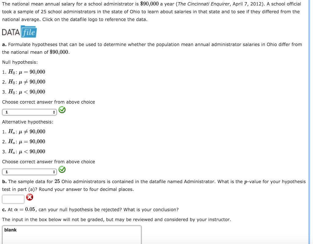 Solved The national mean annual salary for a school