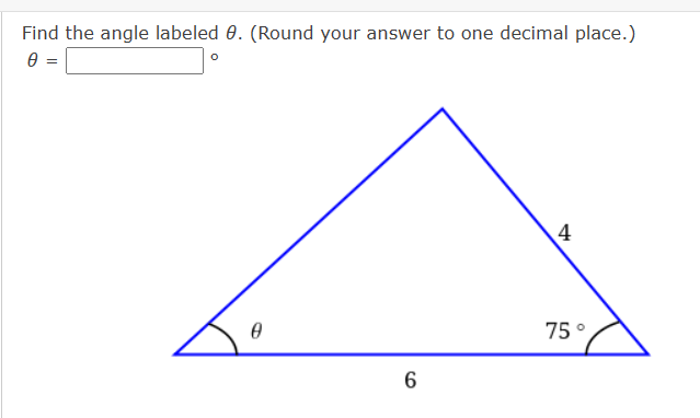 Solved Find the angle labeled θ. (Round your answer to one | Chegg.com