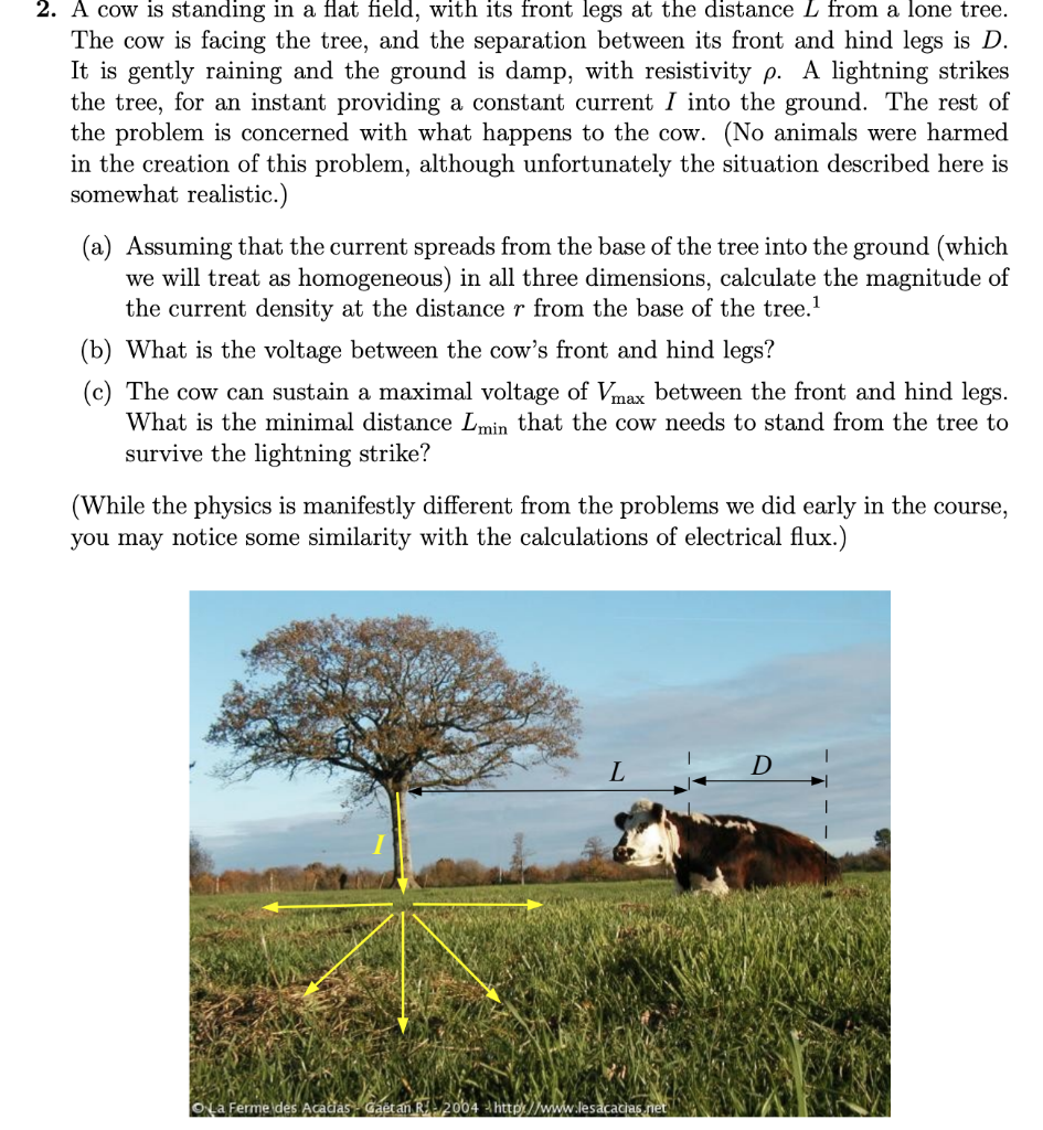 Solved 2. A cow is standing in a flat field, with its front | Chegg.com