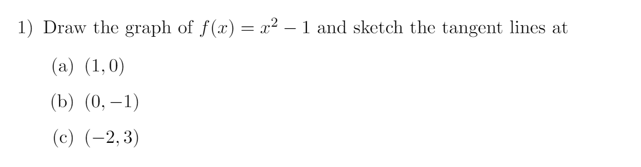 Solved 1) Draw the graph of f(x) = x2 – 1 and sketch the | Chegg.com