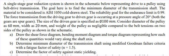 Solved A single-stage gear reduction system is shown in the | Chegg.com