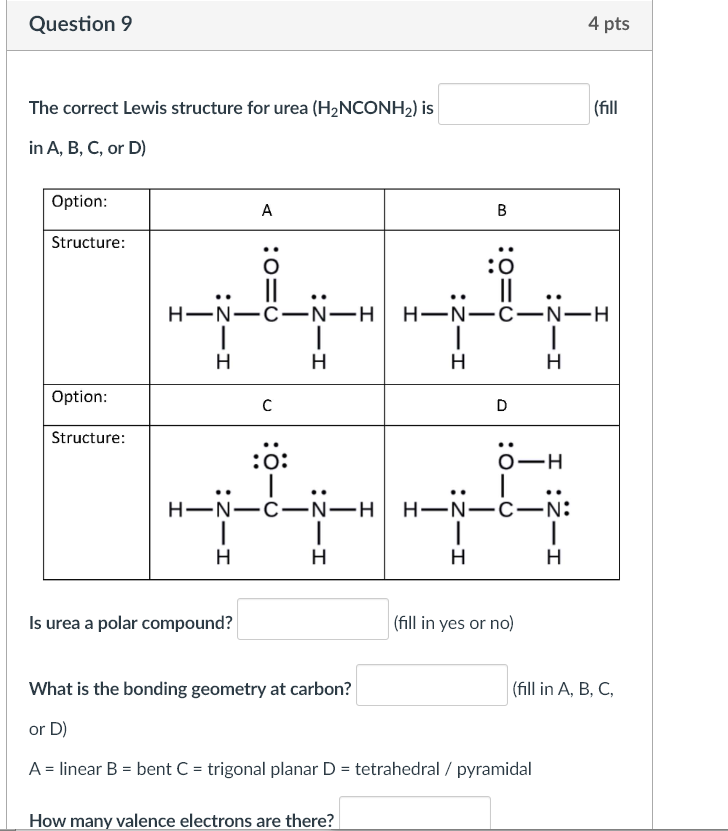 urea lewis structure