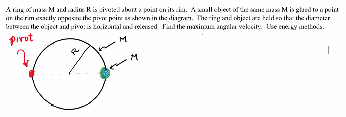 Solved A ring of mass M and radius R is pivoted about a | Chegg.com