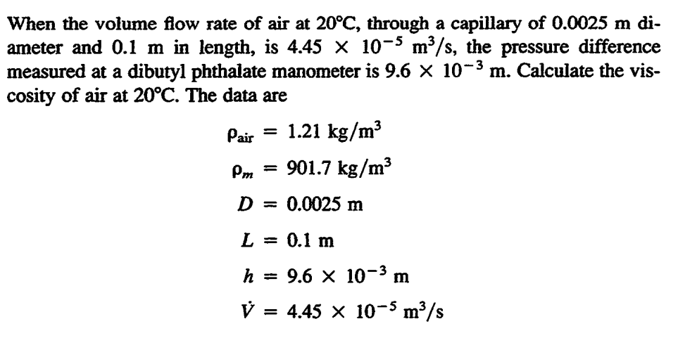 Solved When the volume flow rate of ﻿air at 20°C, ﻿through a | Chegg.com