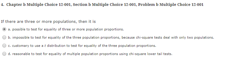 Solved 4. Chapter b Multiple Choice 12-001, Section b | Chegg.com