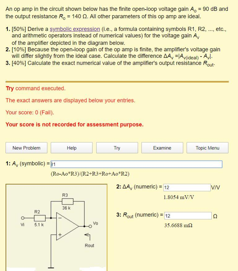 Solved An op amp in the circuit shown below has the finite | Chegg.com