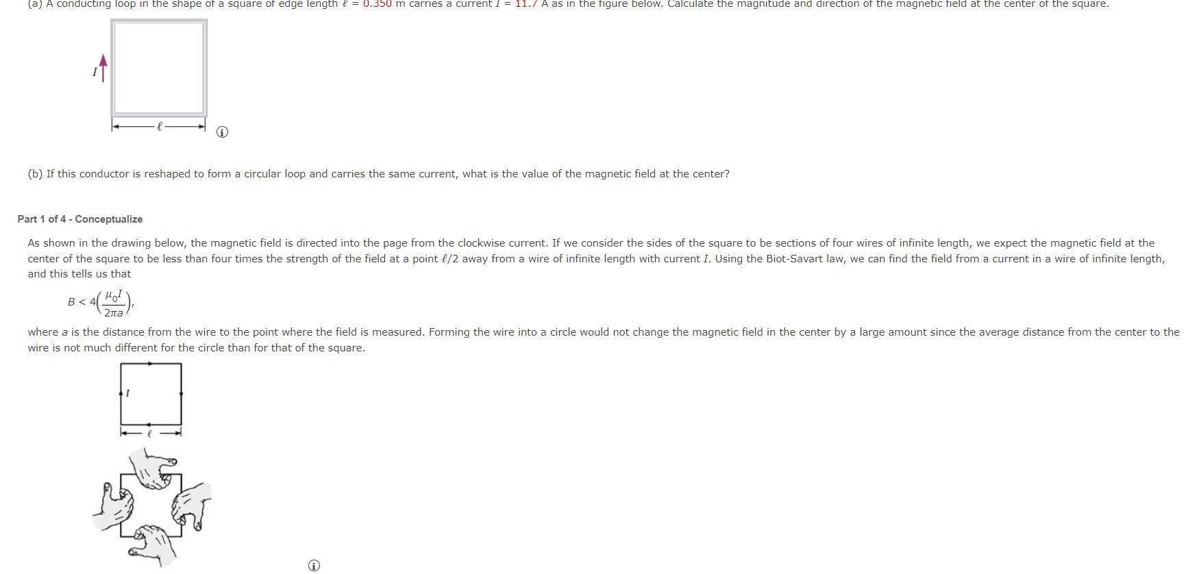 Solved (a) A conducting loop in the shape of a square of | Chegg.com