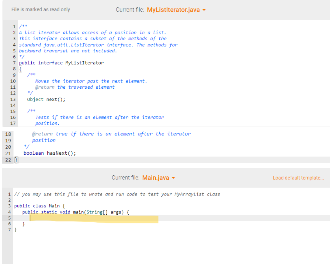 Solved Please use JAVA Solve for files MyArrayList.java and | Chegg.com