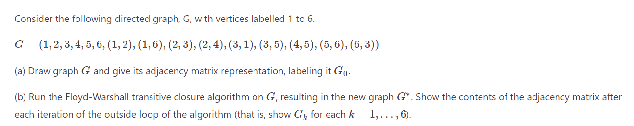 Solved Consider The Following Directed Graph, G, With | Chegg.com