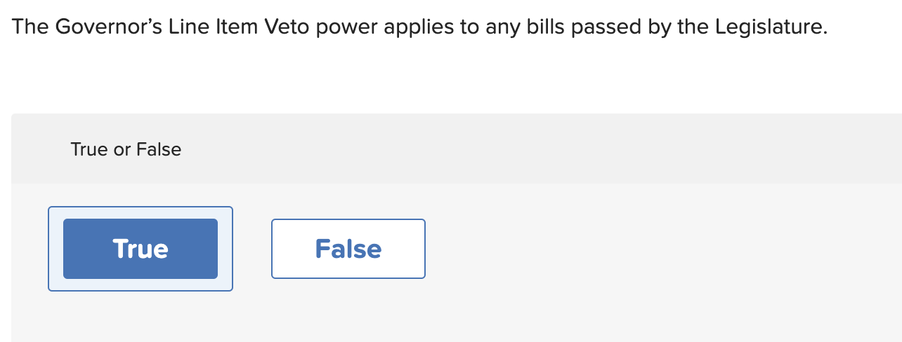 Solved The Governor's Line Item Veto power applies to any | Chegg.com