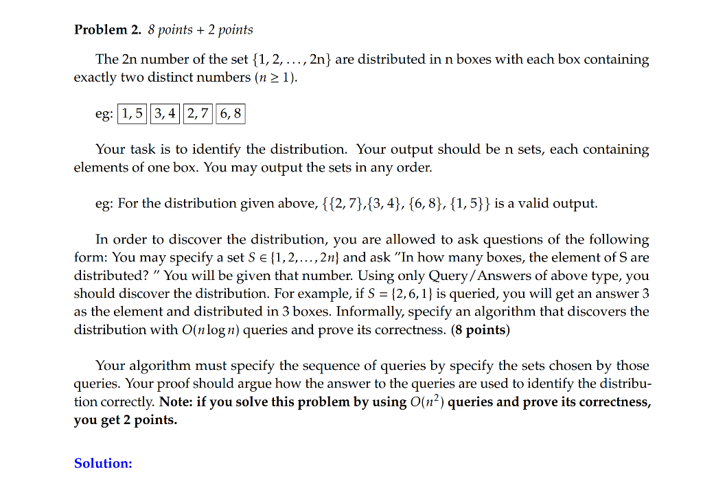 Solved Problem 2. 8 points + 2 points The 2n number of the | Chegg.com