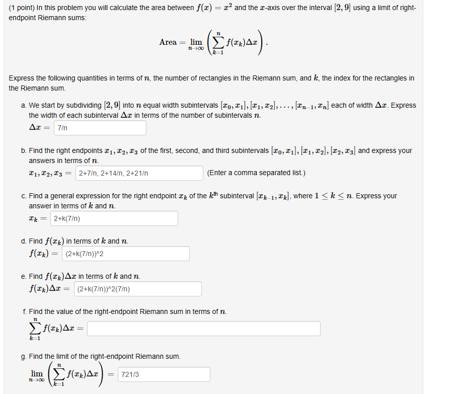 Solved (1 ﻿point) In ﻿this problem you will calculate the | Chegg.com