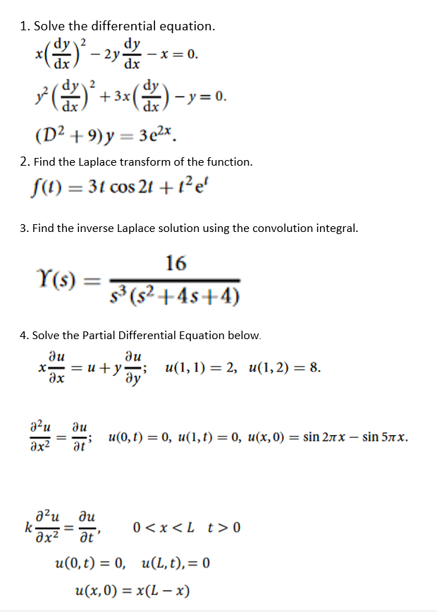 Solved 1. Solve the differential equation. x( dxdy)2−2y | Chegg.com