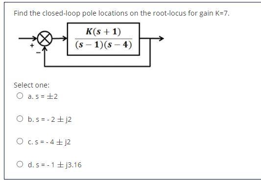 Solved Find the closed loop pole locations on the root locus