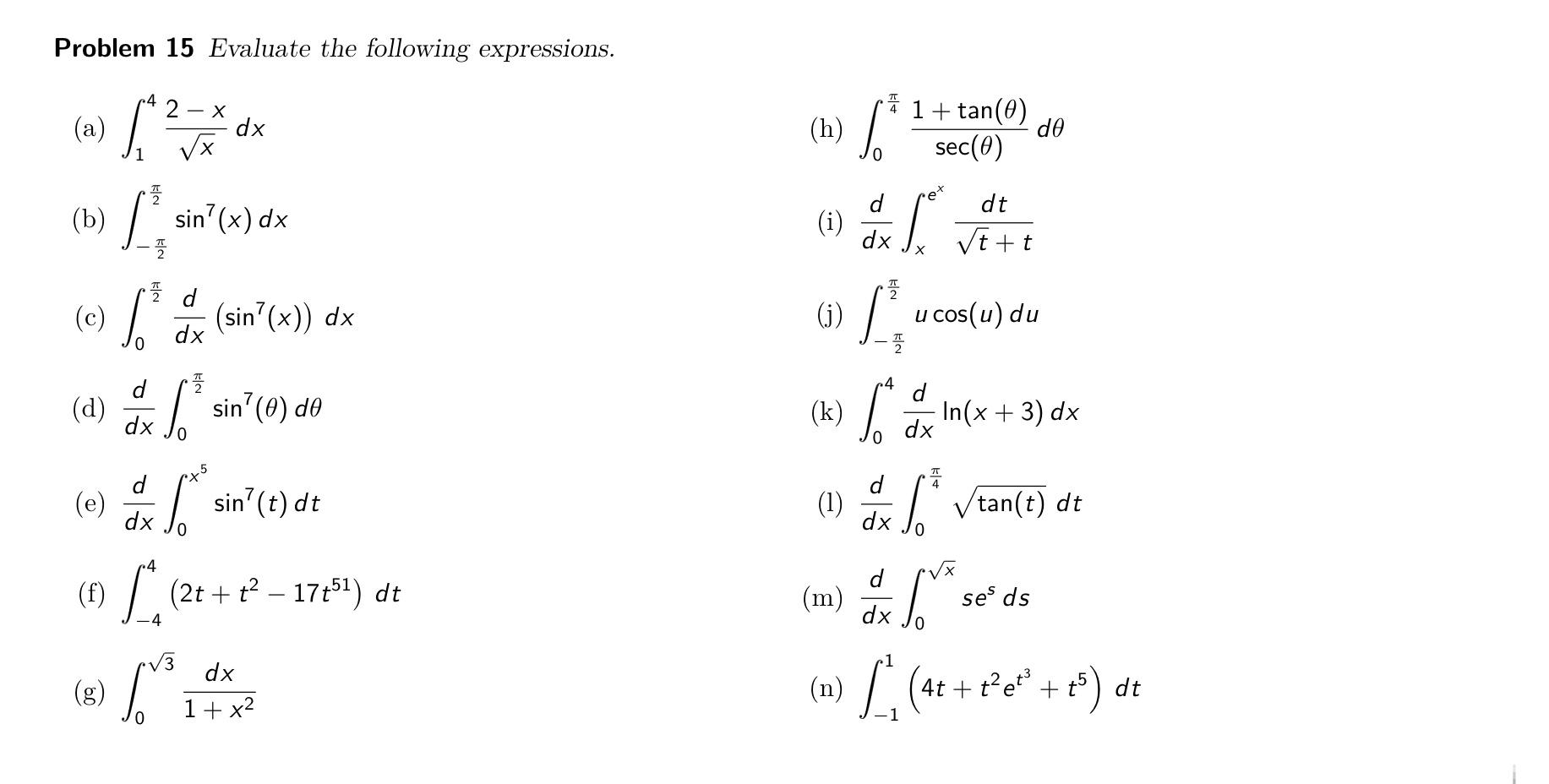 Solved Problem 15 Evaluate The Following Expressions. (a) | Chegg.com