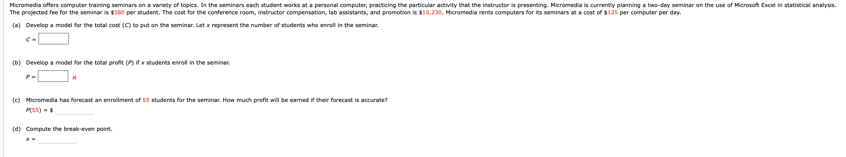 Solved Micromedia offers computer training seminars on a