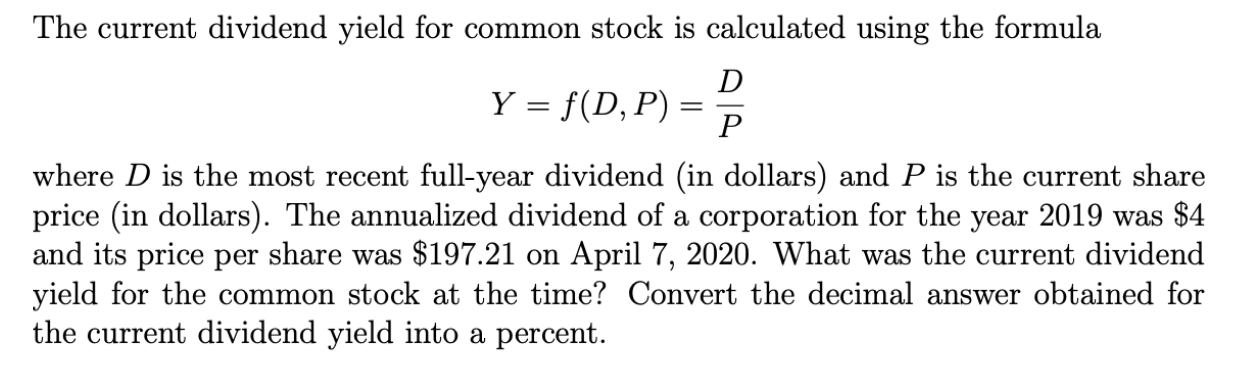 dividend yield formula