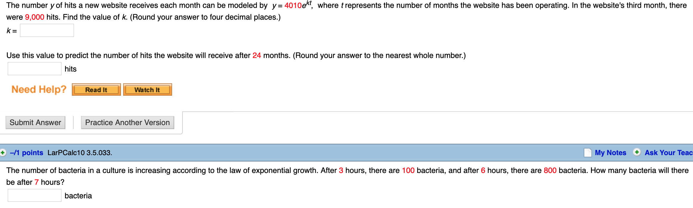 Solved The number y of hits a new website receives each | Chegg.com