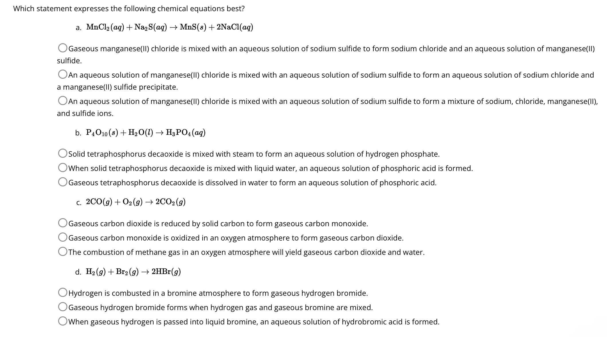 Which Statement Expresses The Following Chemical | Chegg.com