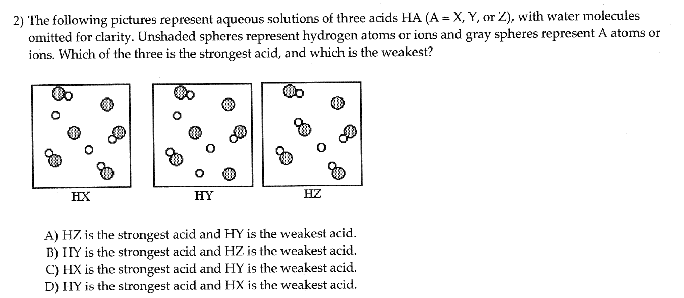 Solved 2) The following pictures represent aqueous solutions | Chegg.com