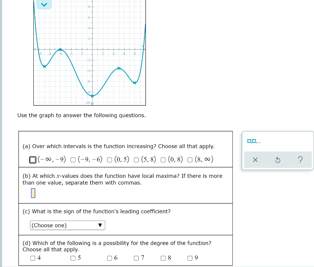 Solved 8 6- 4- 2- -6 -107 Use the graph to answer the | Chegg.com