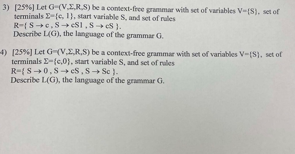 Solved 3 25 Let G V E R S Be A Context Free Grammar Chegg Com