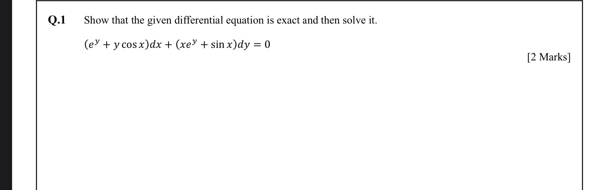 Solved .1 Show that the given differential equation is exact | Chegg.com