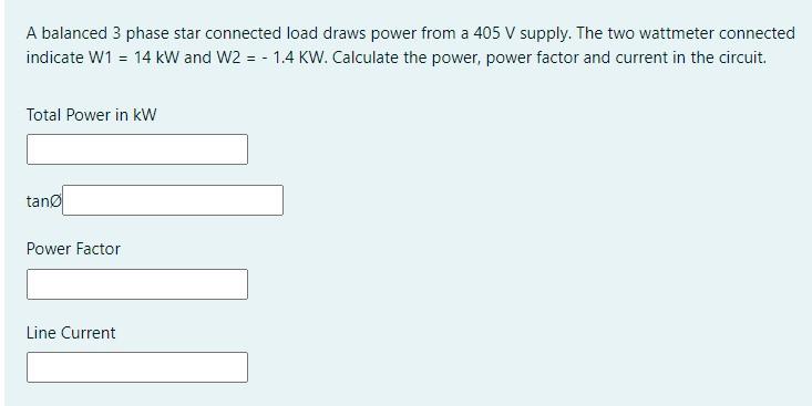Solved A balanced 3 phase star connected load draws power | Chegg.com