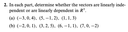Solved 2. In each part, determine whether the vectors are | Chegg.com