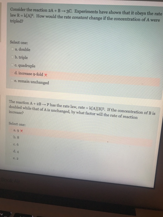 Solved Consider the reaction 2A+B- 3C. Experiments have | Chegg.com