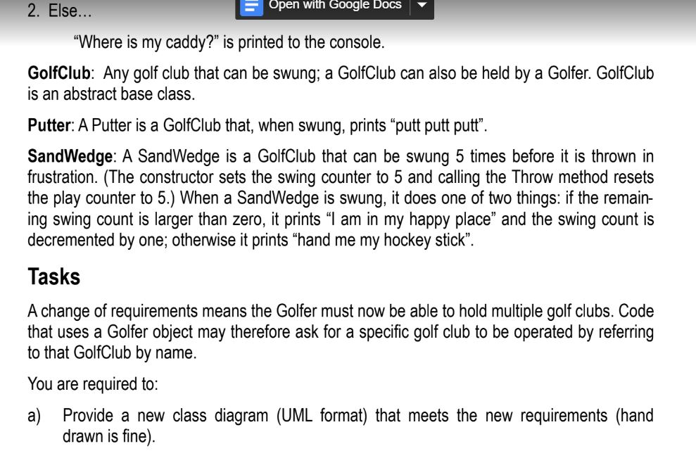 Using c# Modify this Code so that Golfer object | Chegg.com