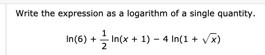 Solved Write the expression as a logarithm of a single | Chegg.com