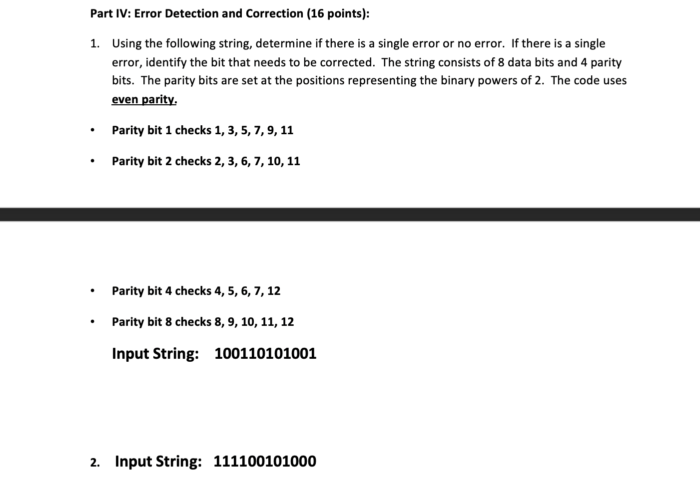 Solved Part IV: Error Detection And Correction | Chegg.com