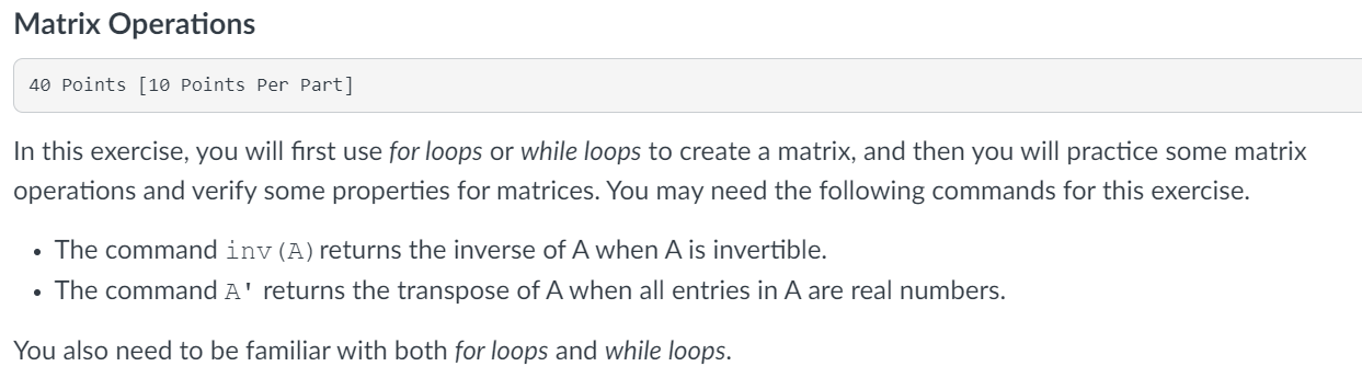 Solved % Create Matrix B B= Inv(B) \% Create Matrix B B= | Chegg.com