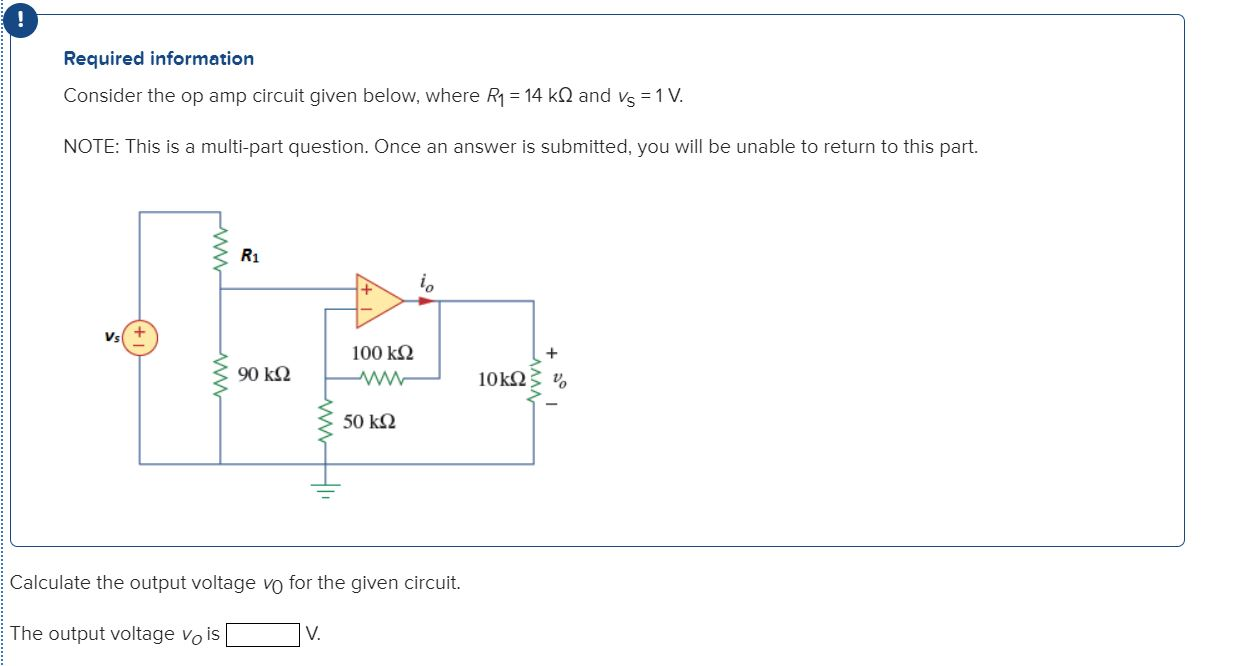 Solved ! Required information Consider the op amp circuit | Chegg.com