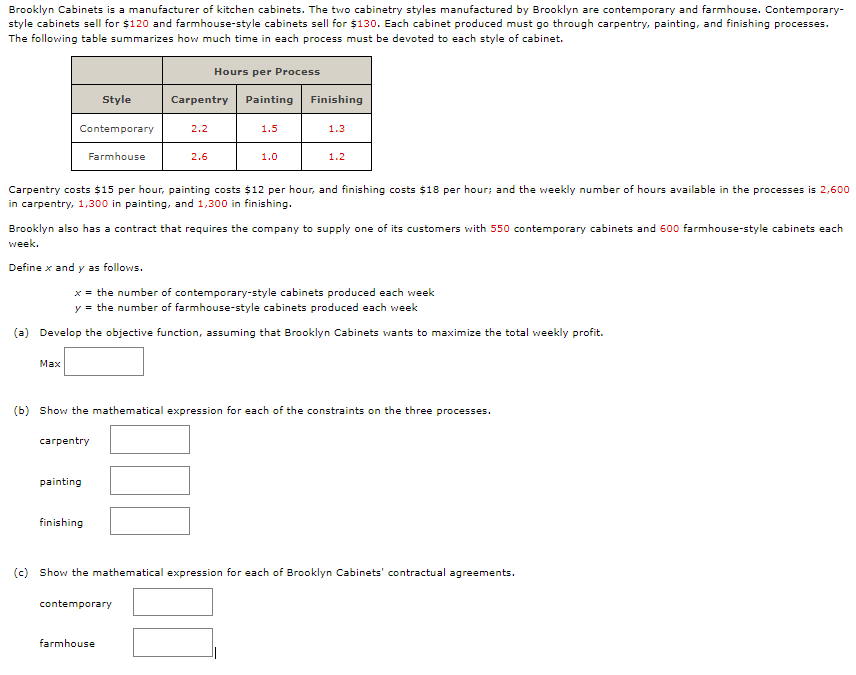 Solved Brooklyn is a manufacturer of kitchen
